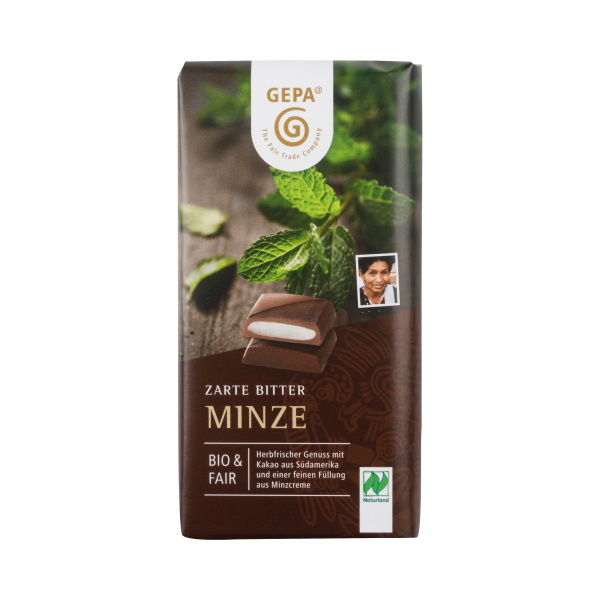 Bio Schokolade Zarte Bitter Minze NL 100g