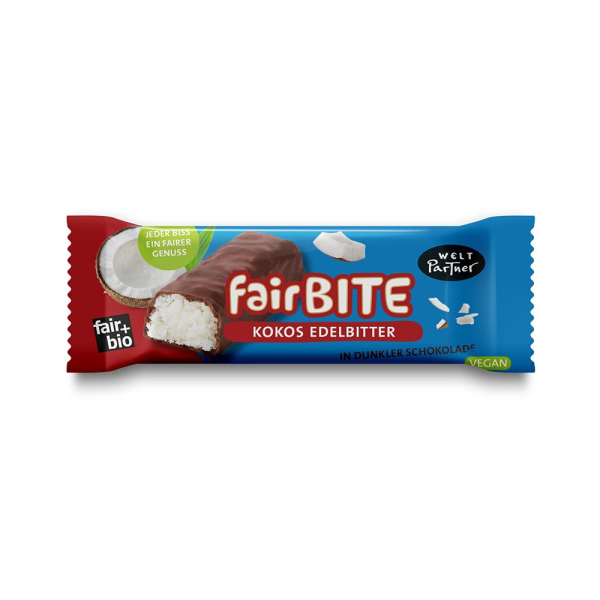 fairBITE Kokosriegel mit Edelbitter-Schokolade überzogen Bio 40g